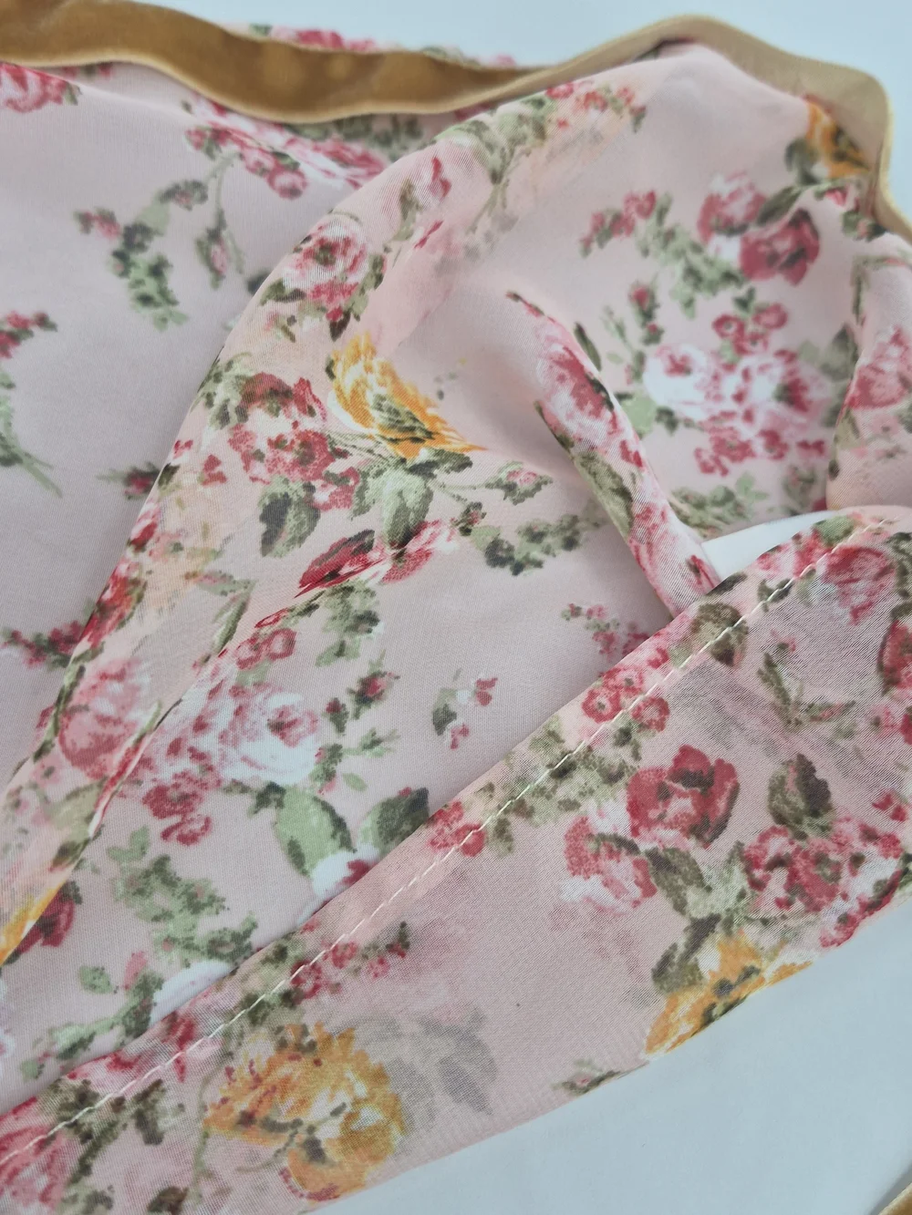 Garlands of Grace Silk Pink Floral Wrap Tie Women's Hair Coverings Dainty